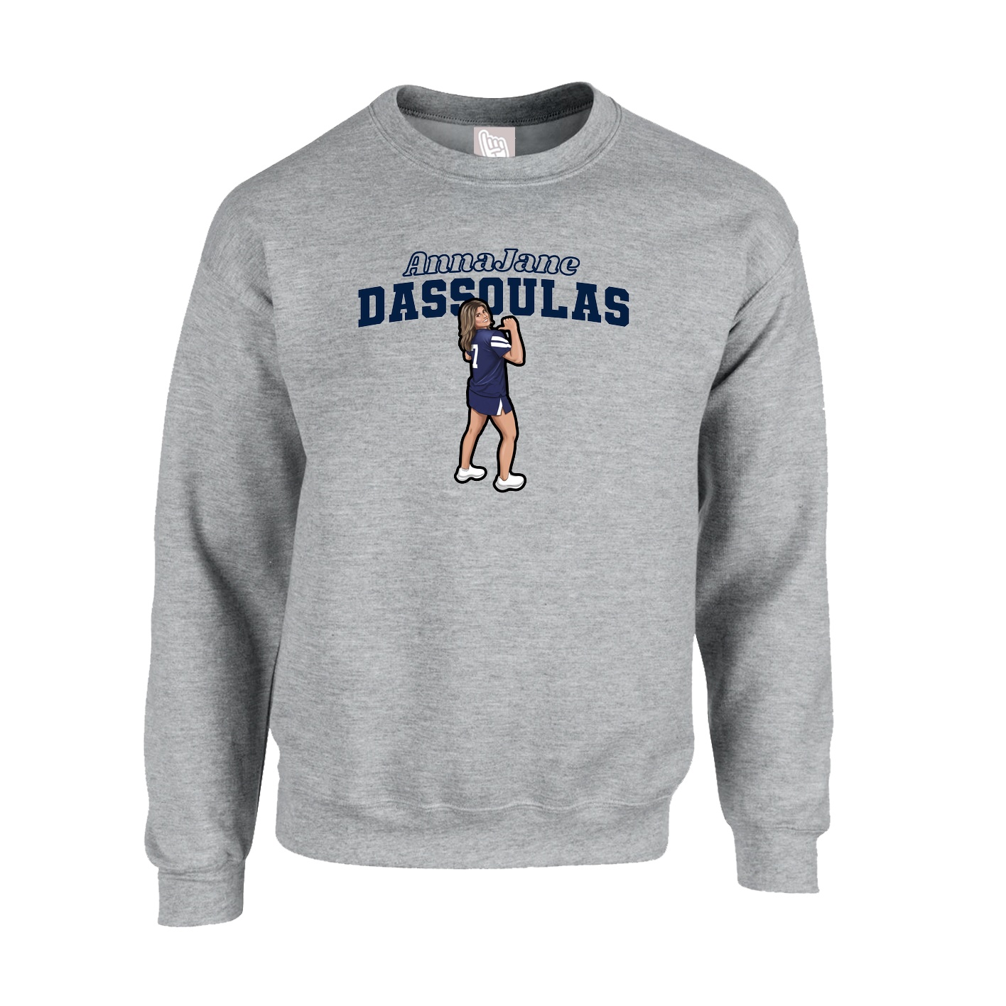 Fleece Crew — Name Arch in Grey