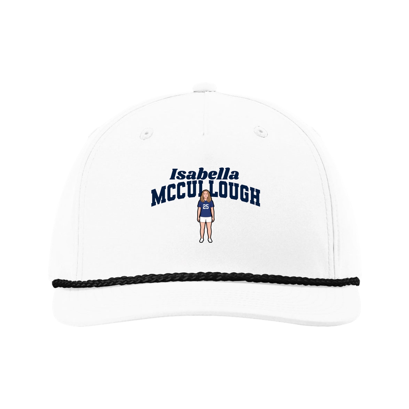 Five-Panel Classic Rope Cap — Signature Arch in White