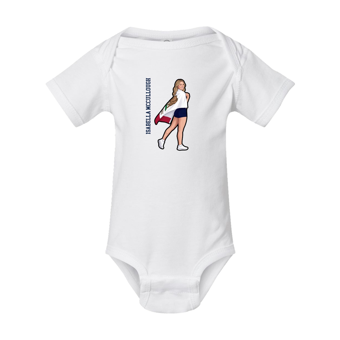 Baby Onesie — Name Vertical in White
