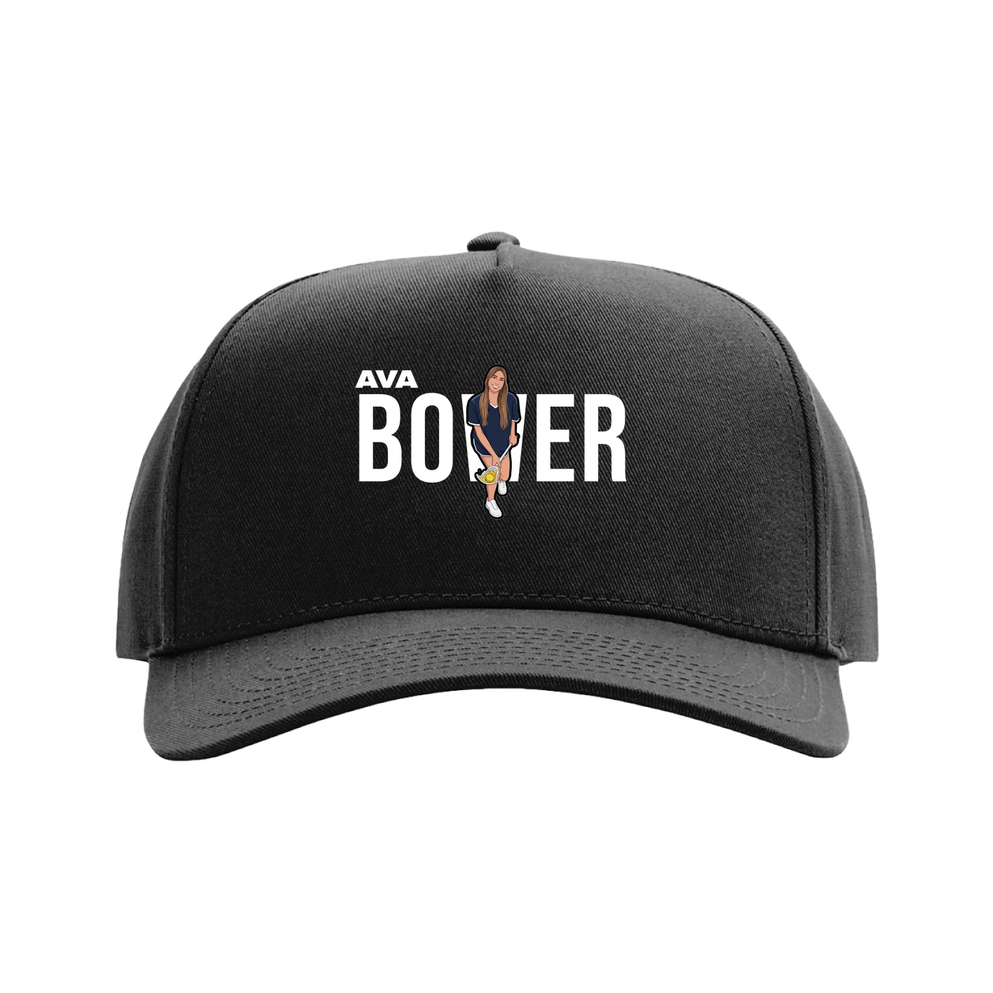 Full Fabric Five-Panel Champ Cap — Player Name in Black