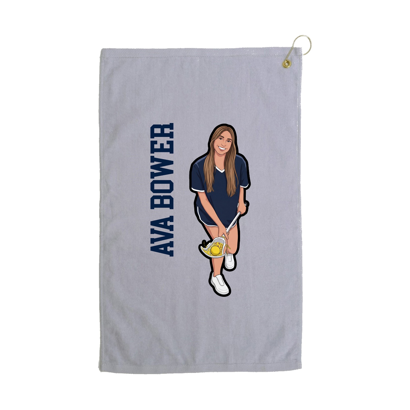 Golf Towel — Name Vertical in Grey