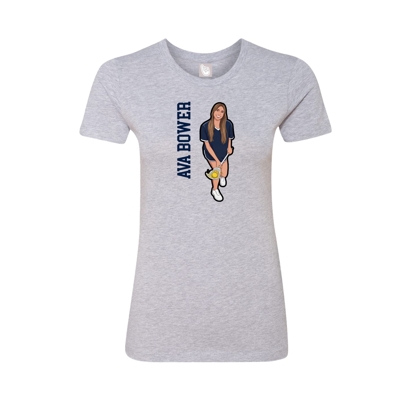 Fitted Women's Tee — Name Vertical in Grey