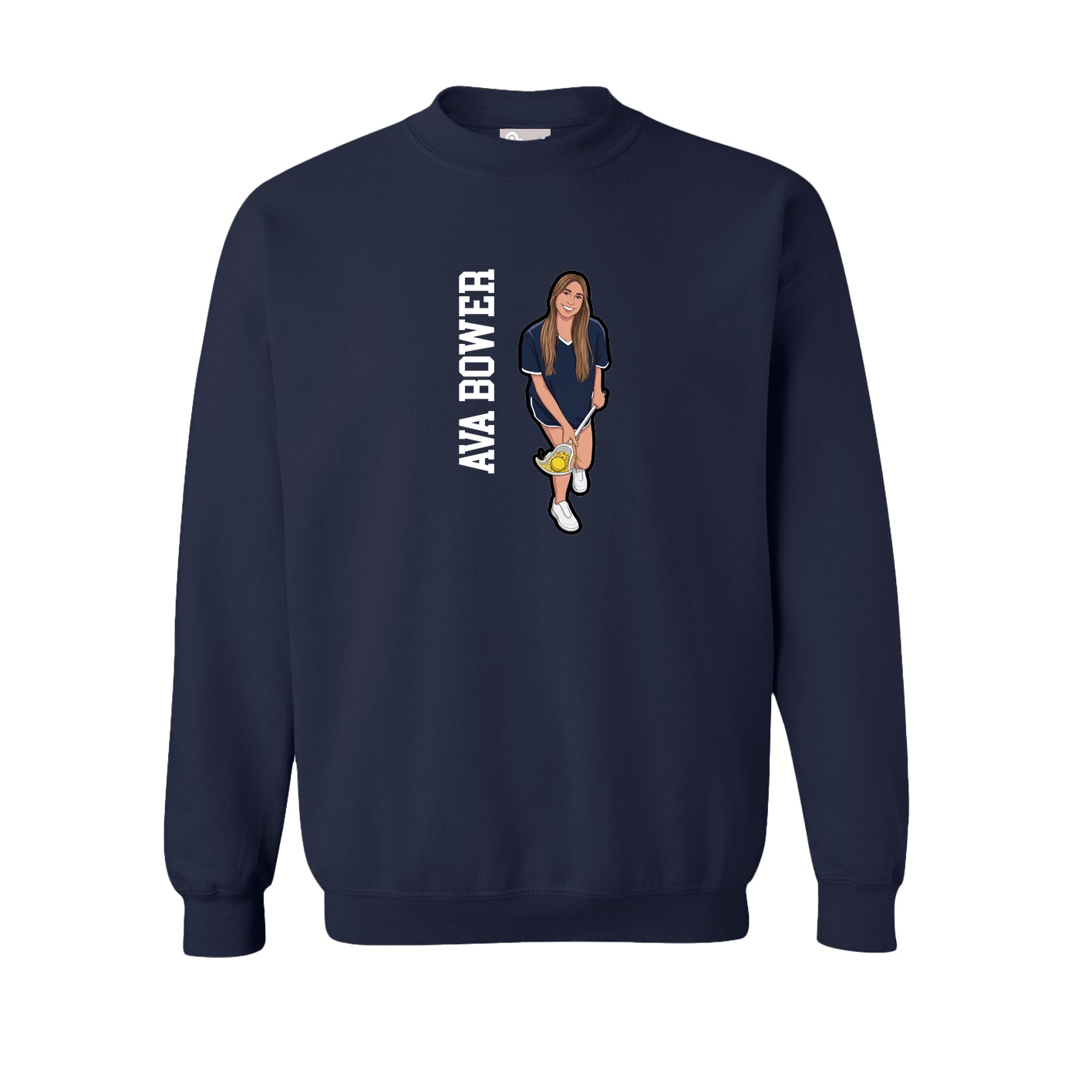 Fleece Crew — Name Vertical in Navy