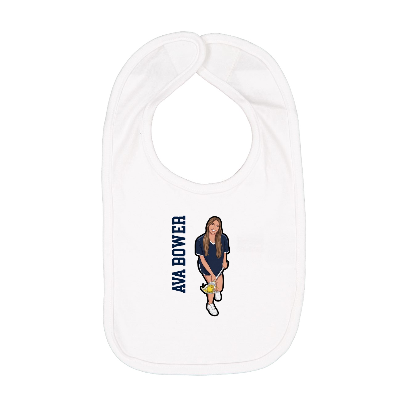 Infant Bib — Name Vertical in White
