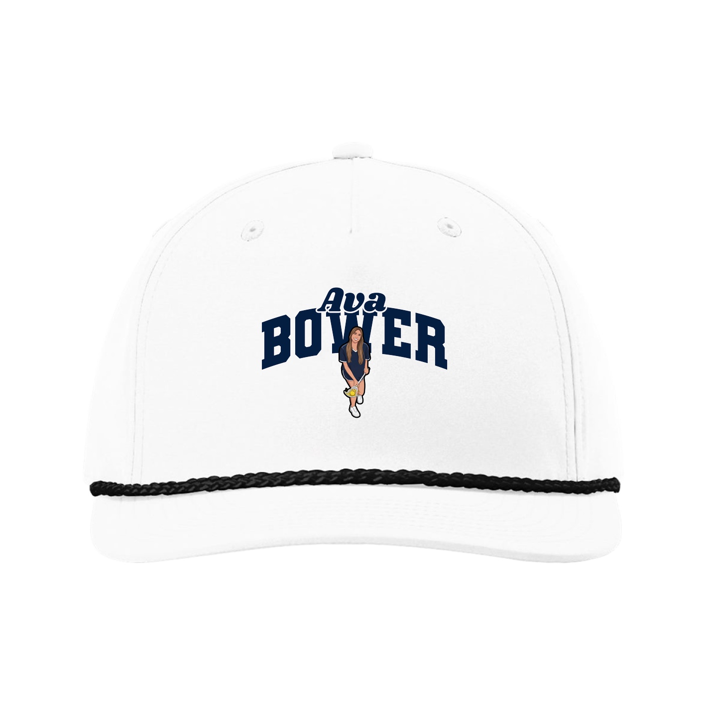 Five-Panel Classic Rope Cap — Signature Arch in White