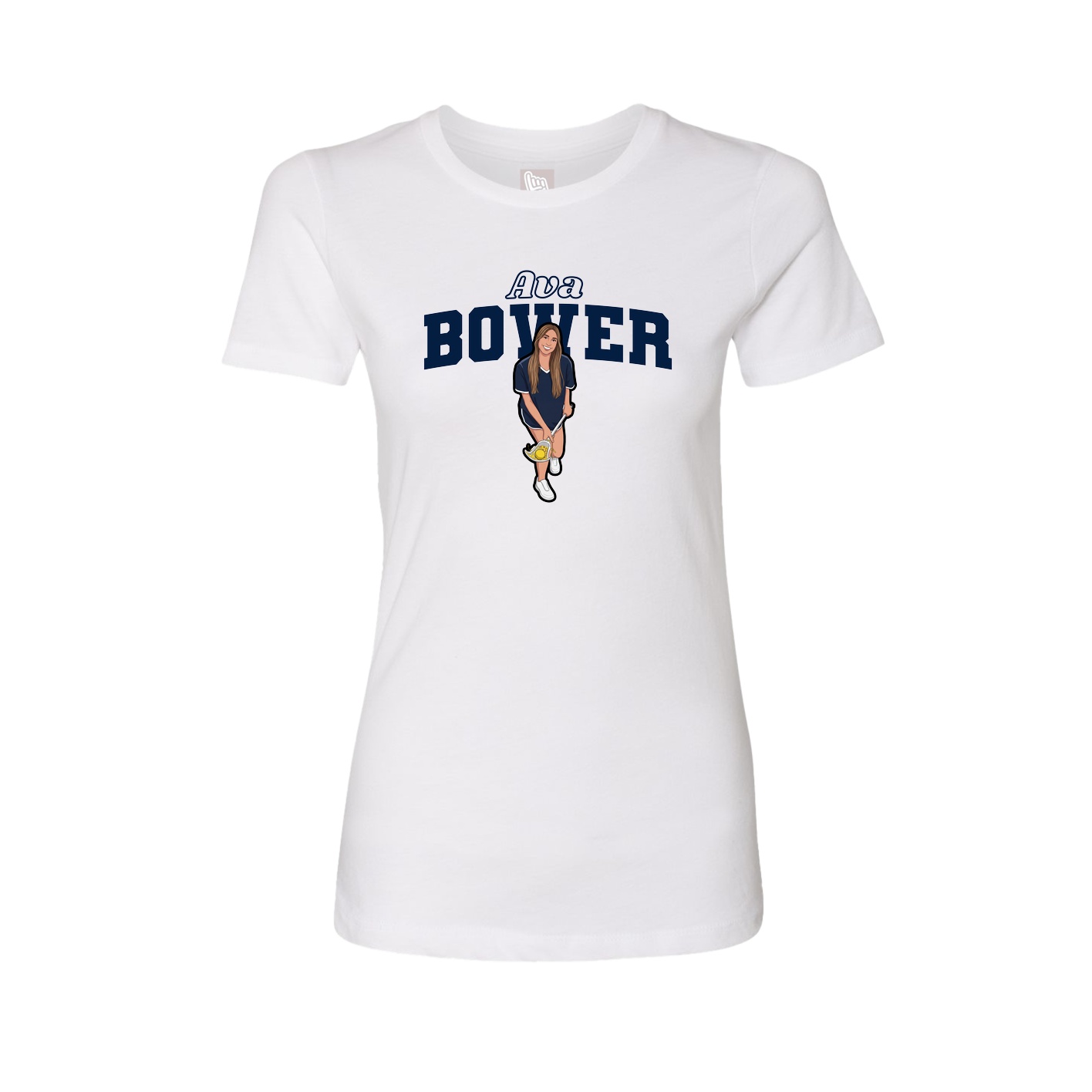 Fitted Women's Tee — Name Arch in White