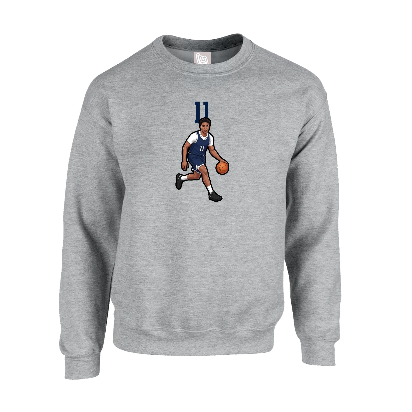 Fleece Crew — Number Top in Grey