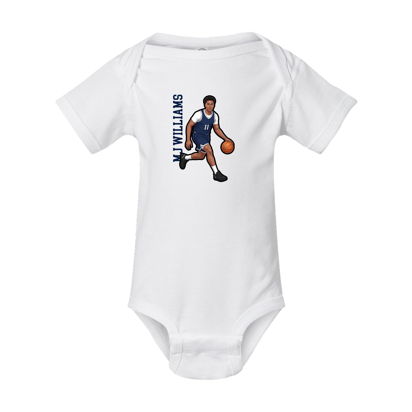 Baby Onesie — Name Vertical in White
