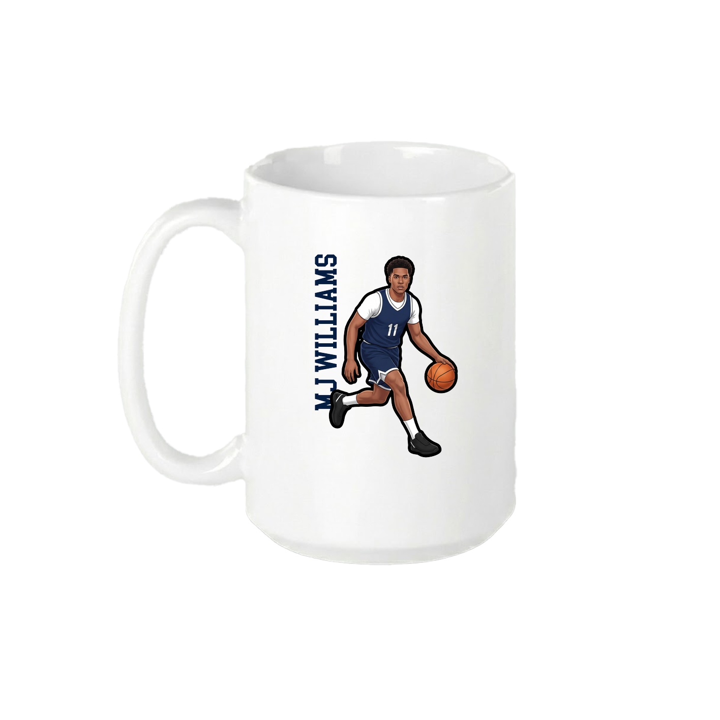 15oz Coffee Mug — Name Vertical in White