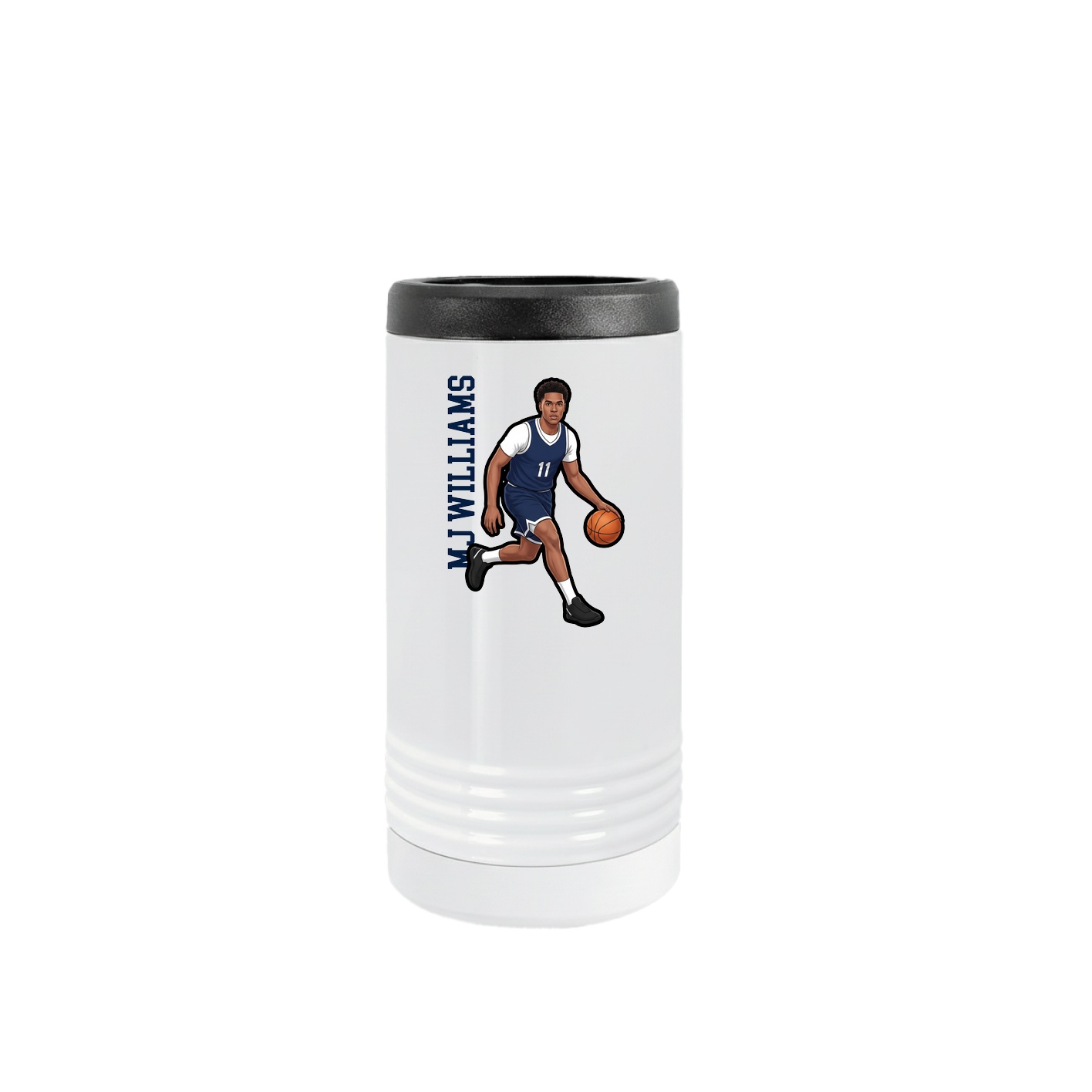 Slim Beverage Holder — Name Vertical in White