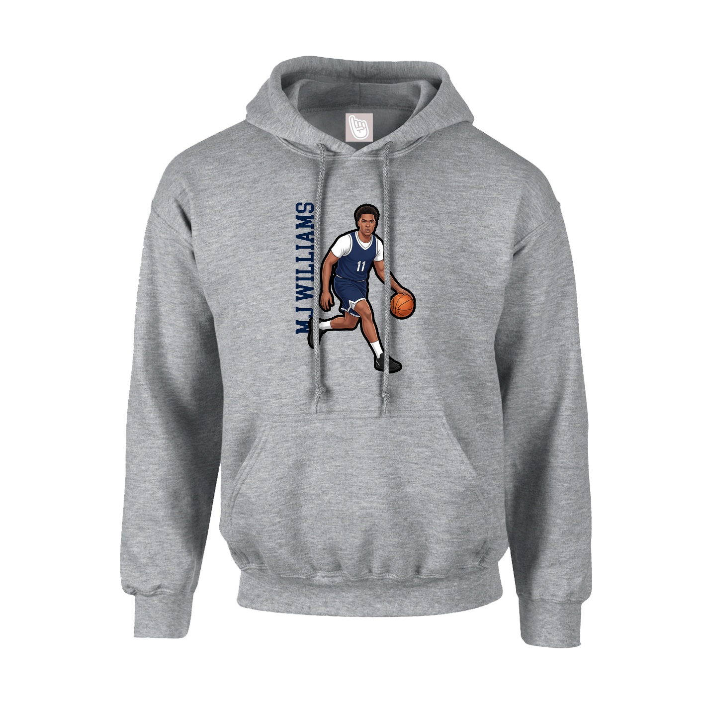 Hoodie — Name Vertical in Grey