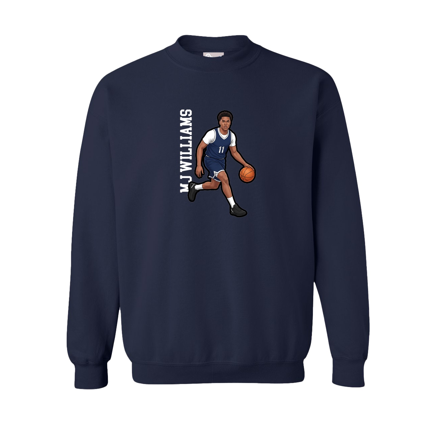 Fleece Crew — Name Vertical in Navy