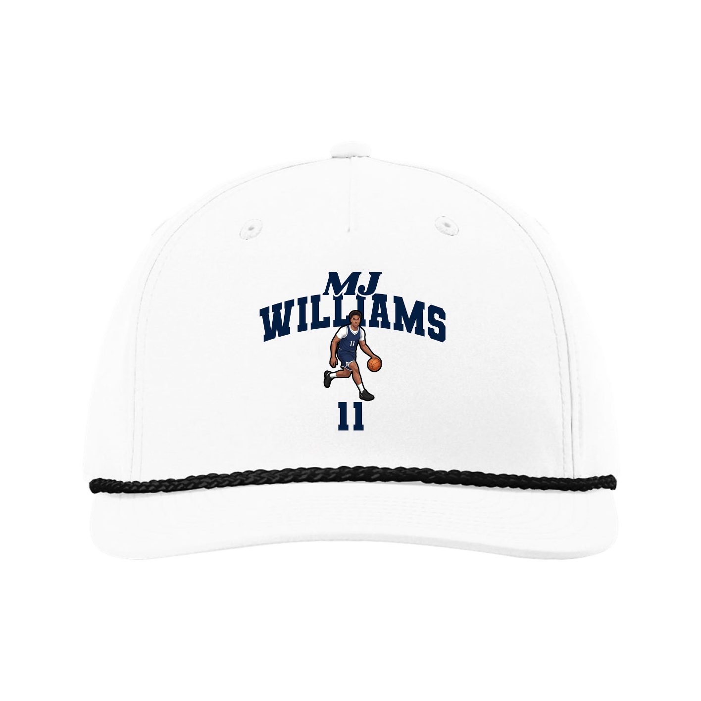 Five-Panel Classic Rope Cap — Signature Arch in White