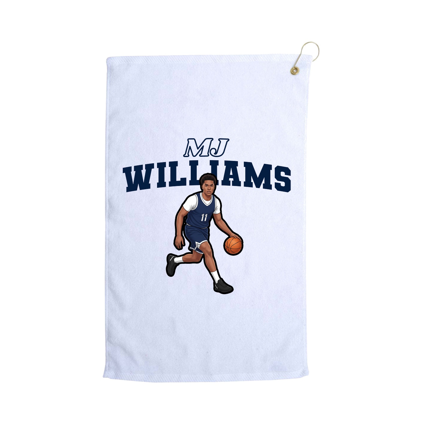 Golf Towel — Name Arch in White