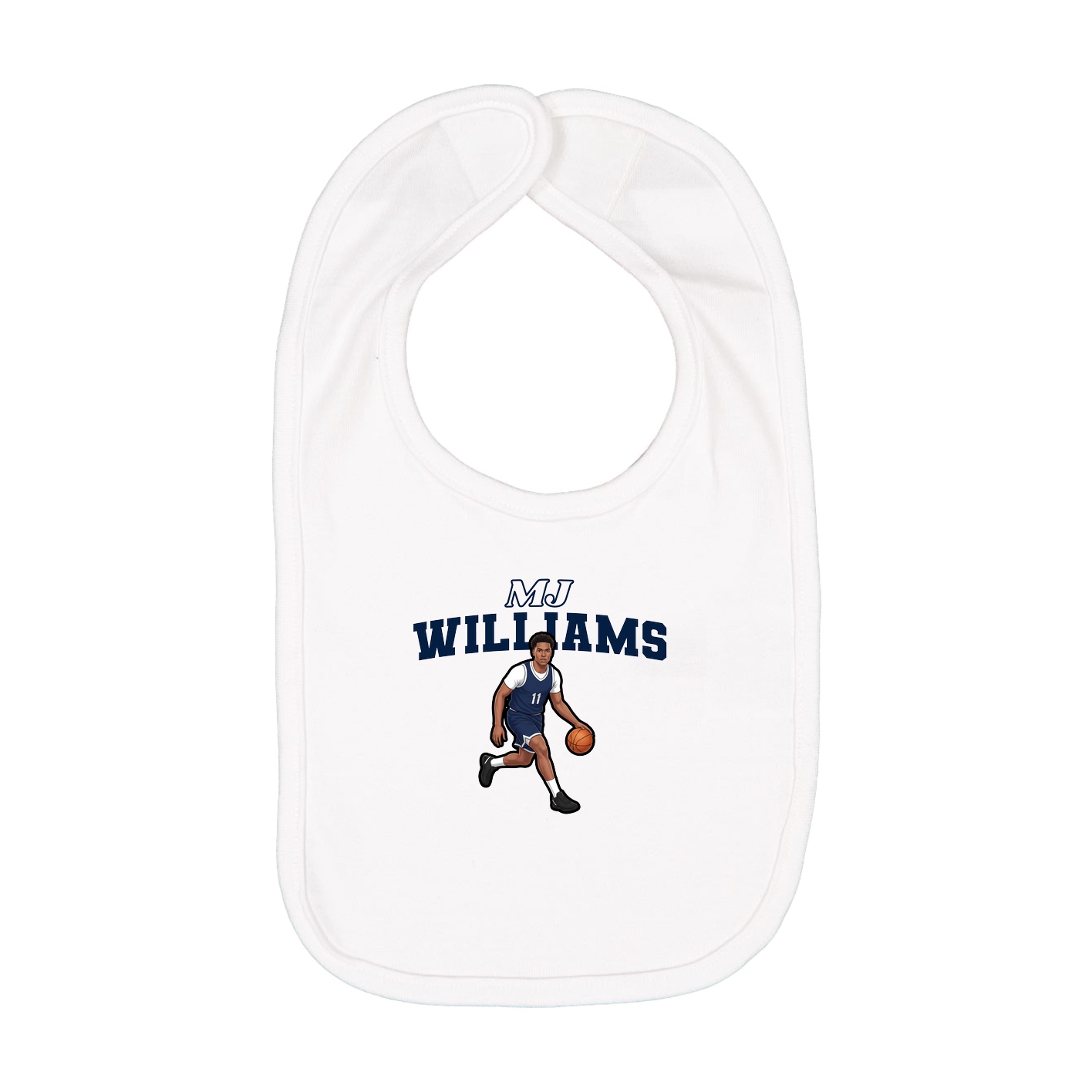 Infant Bib — Name Arch in White