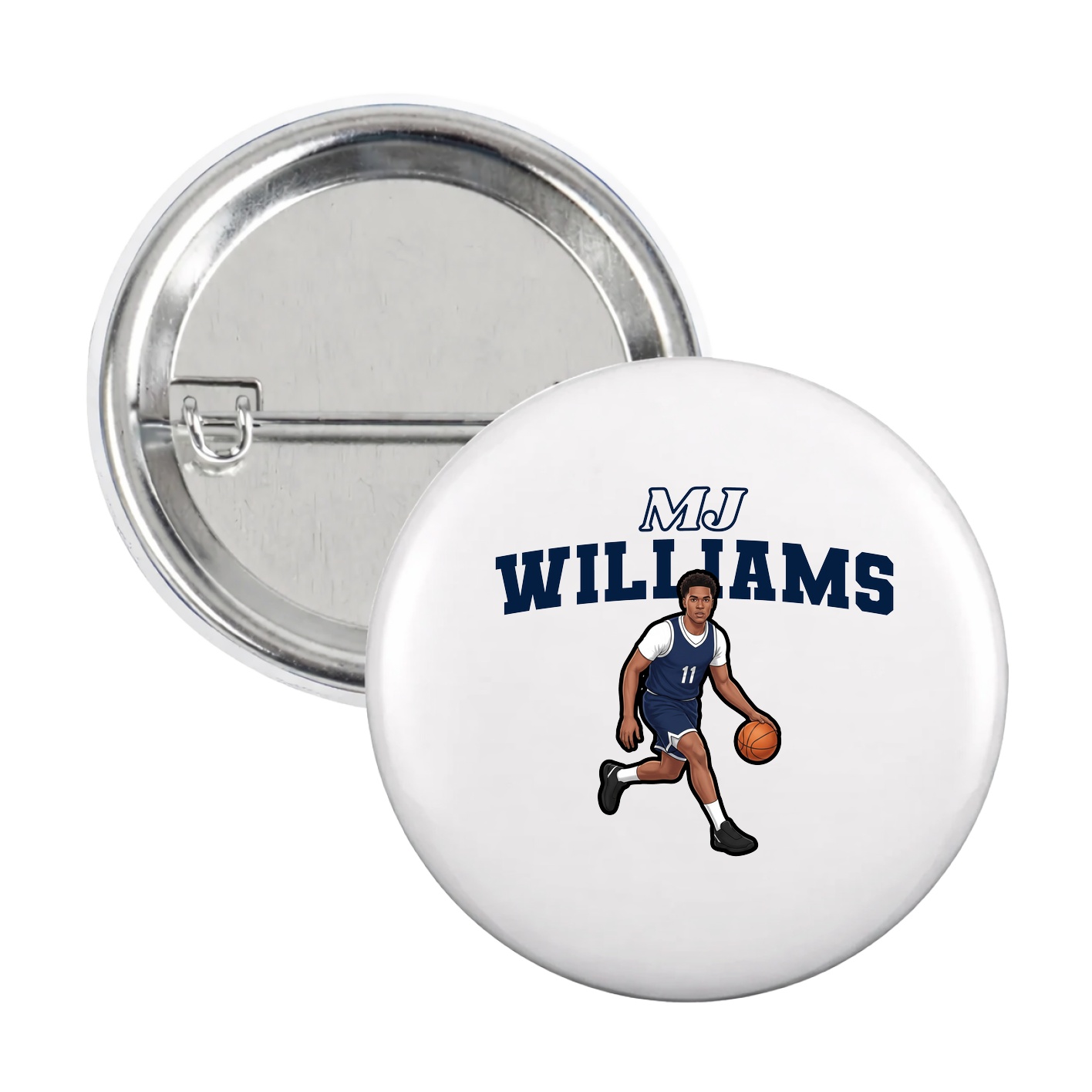 Game Day Button — Name Arch in White