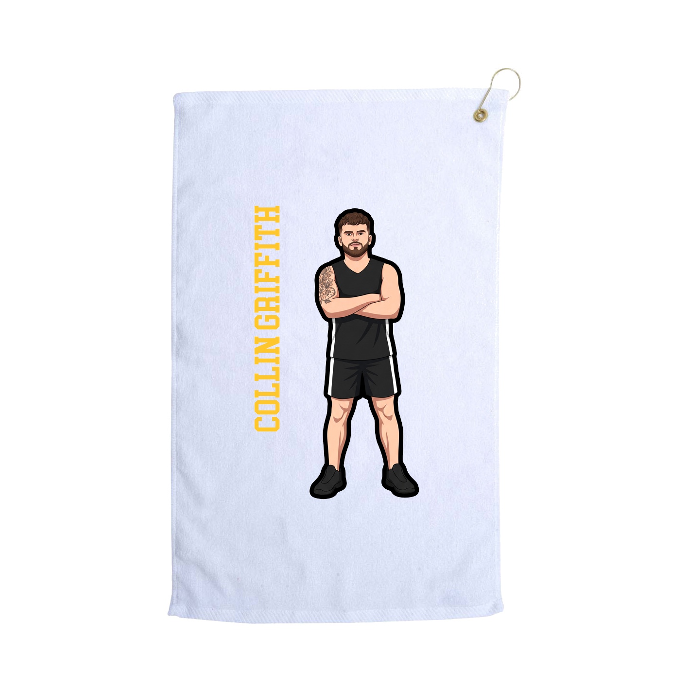 Golf Towel — Name Vertical in White