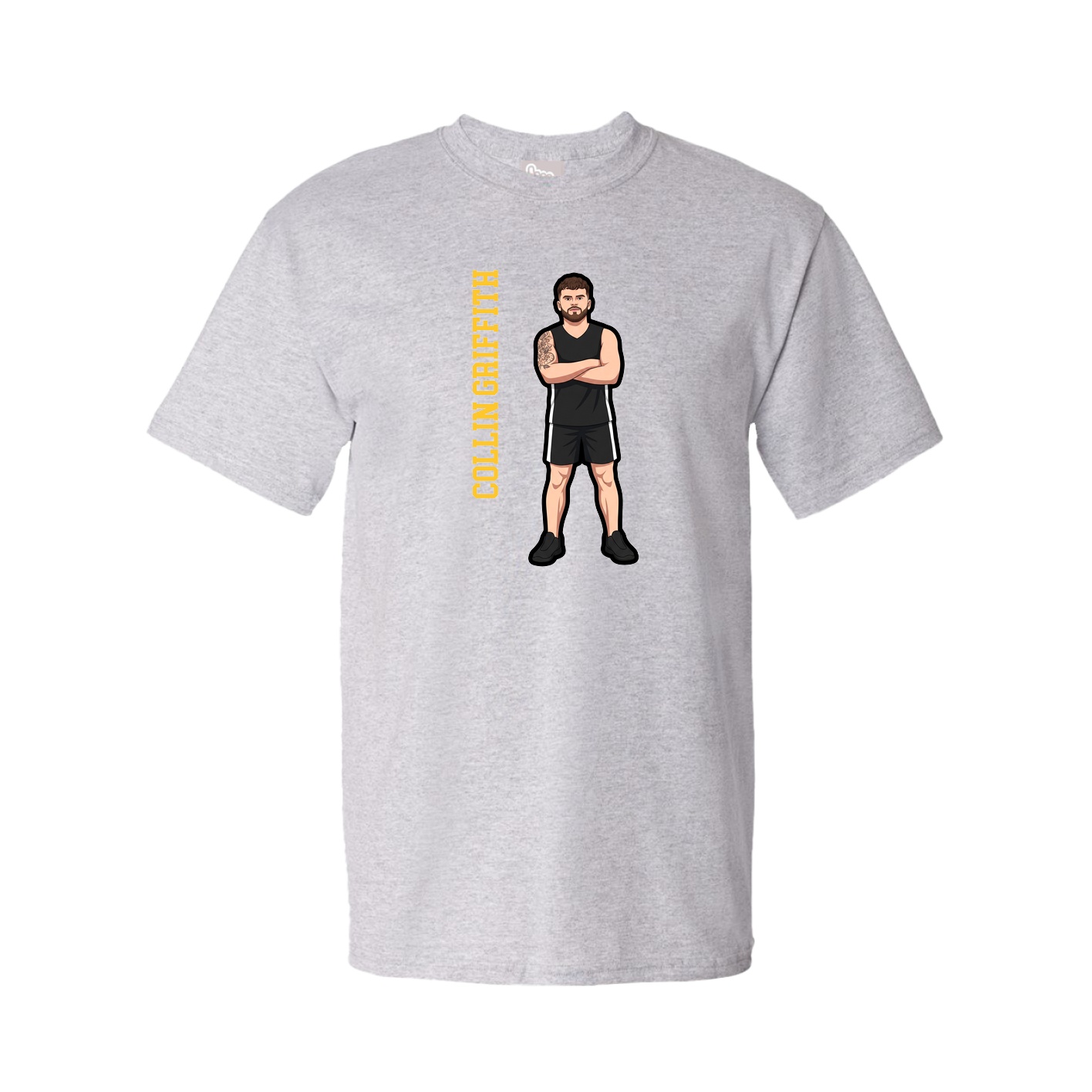 Youth Tee — Name Vertical in Grey