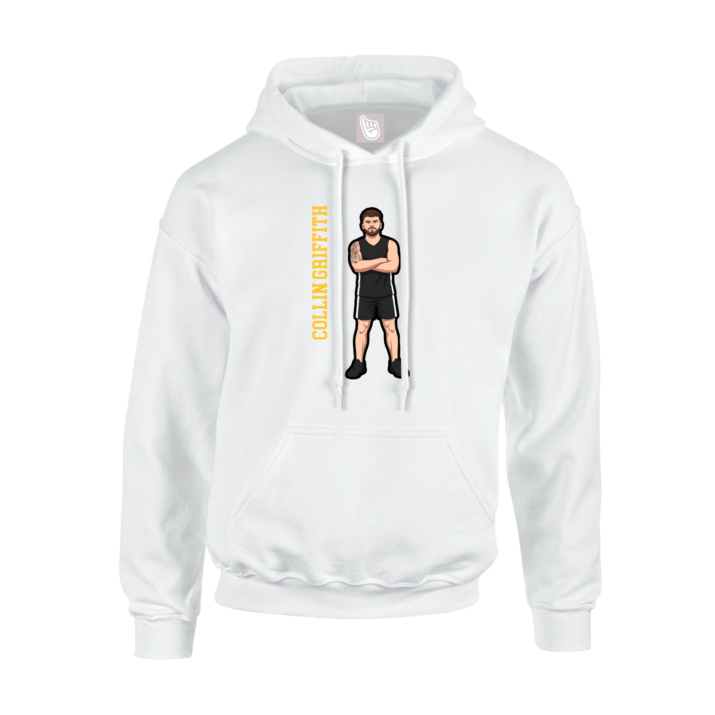 Youth Hoodie — Name Vertical in White