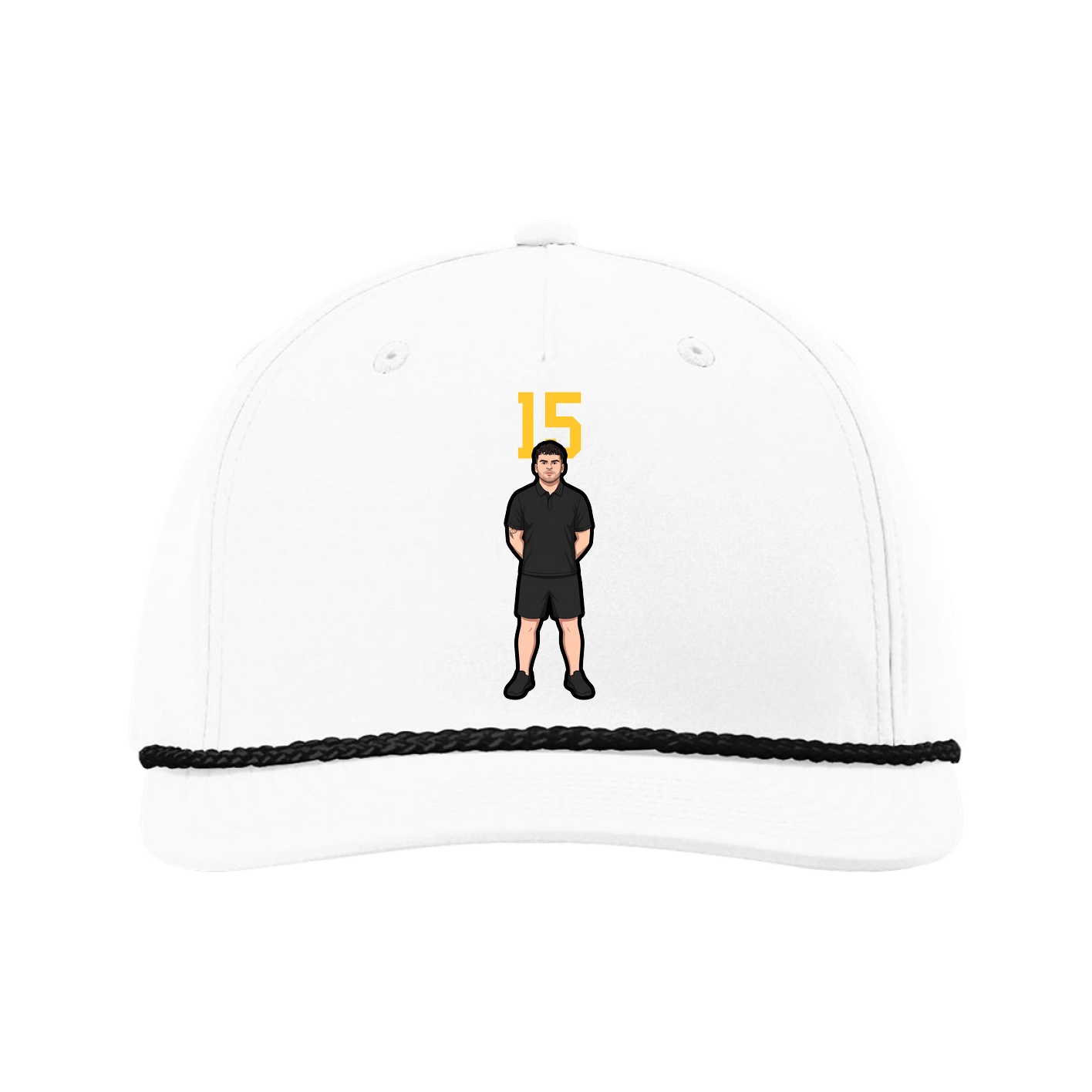 Five-Panel Classic Rope Cap — Number Top in White