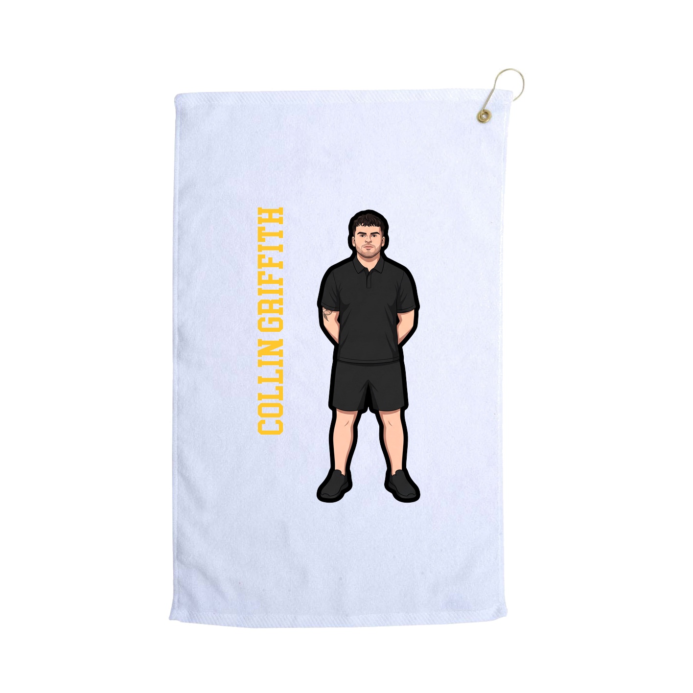 Golf Towel — Name Vertical in White