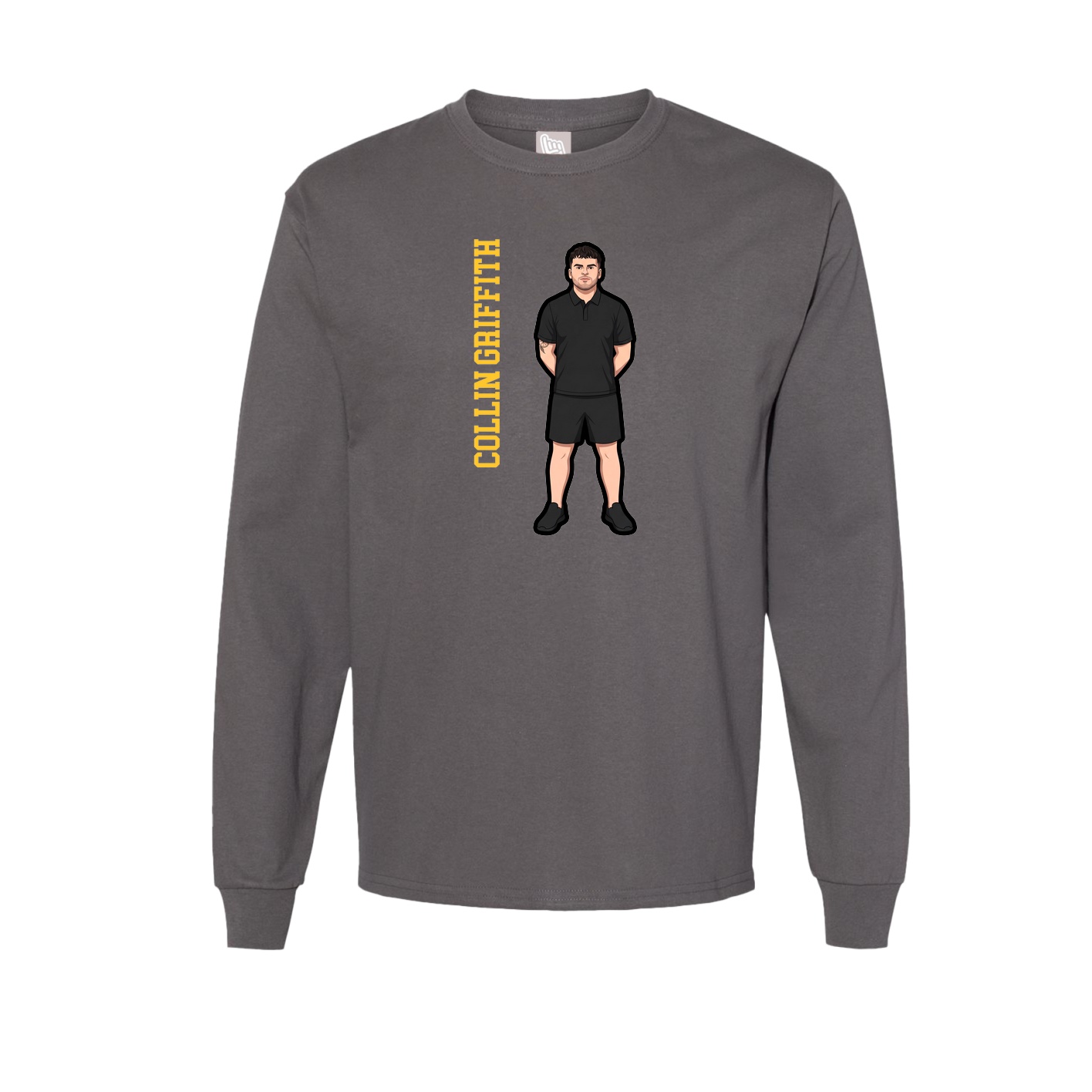 Long Sleeve Tee — Name Vertical in Grey