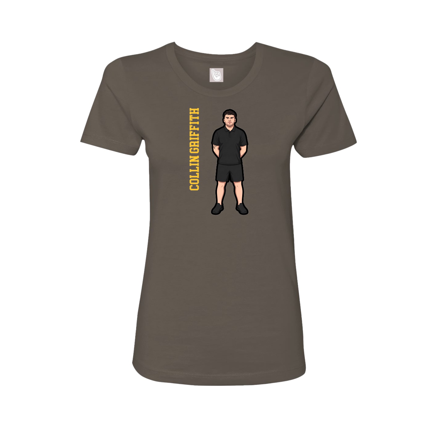 Fitted Women's Tee — Name Vertical in Grey