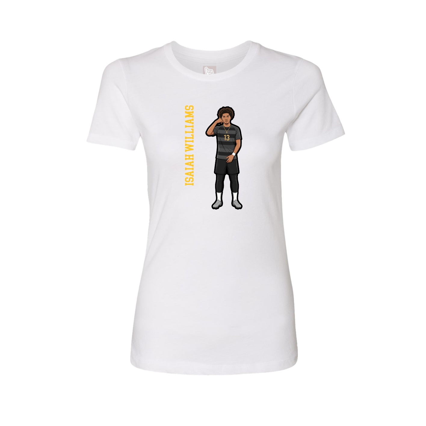 Fitted Women's Tee — Name Vertical in White