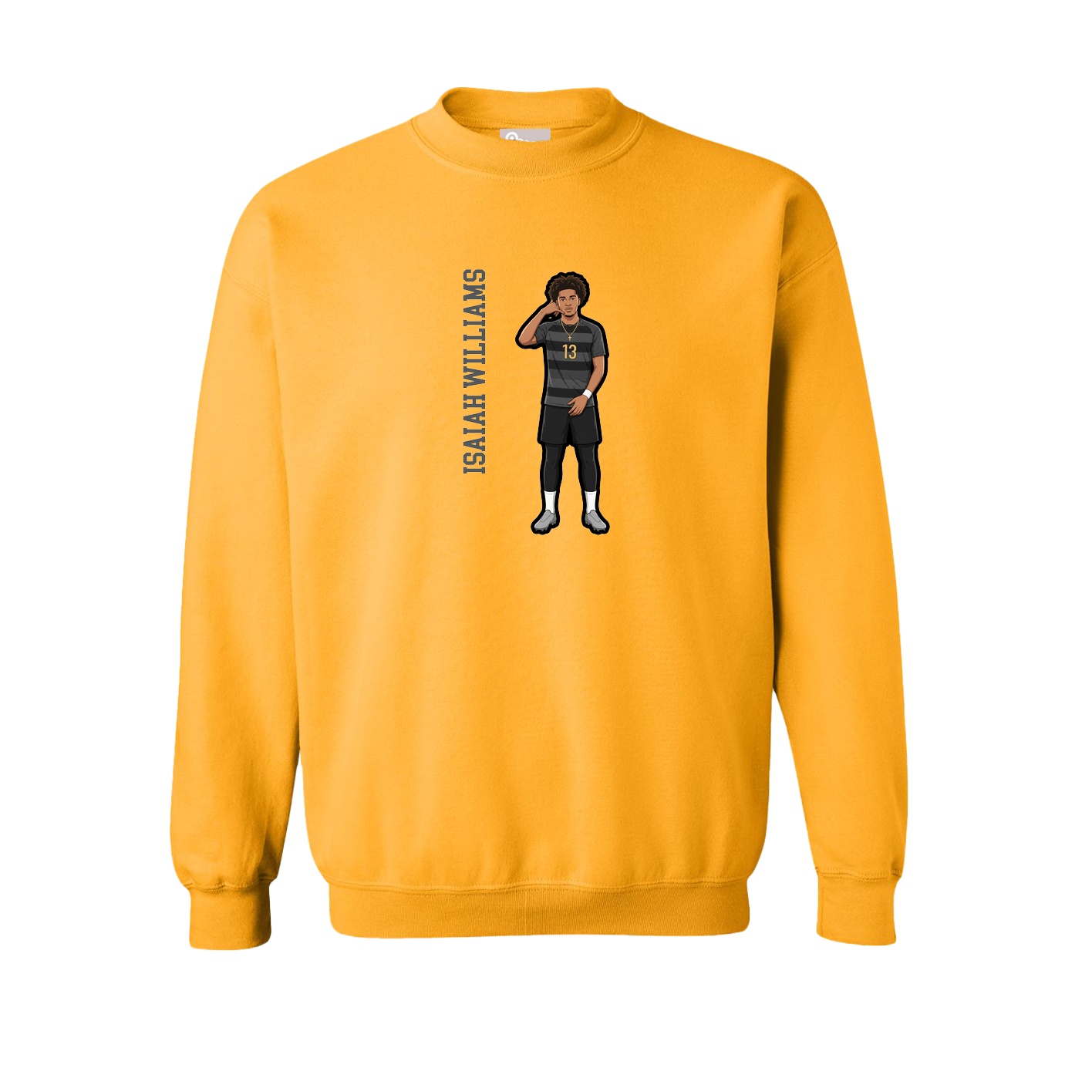 Fleece Crew — Name Vertical in Gold