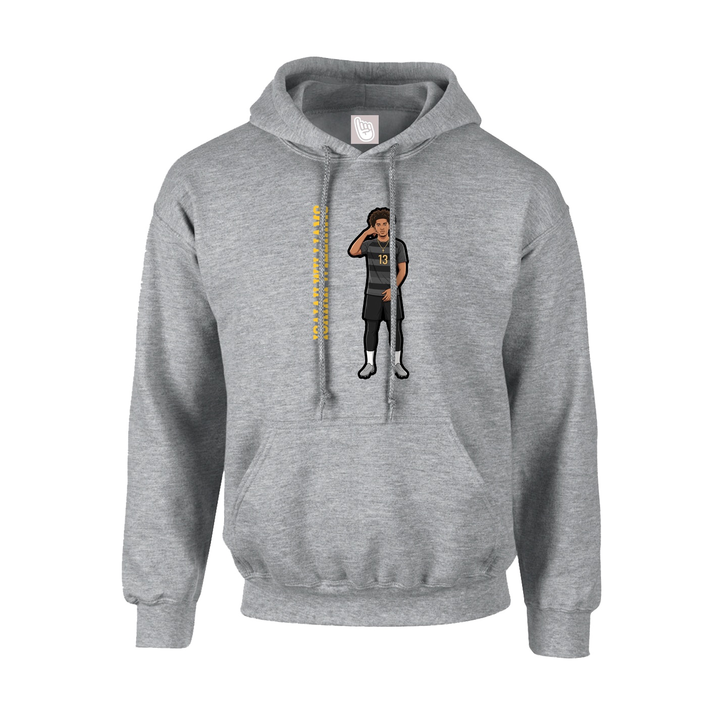 Youth Hoodie — Name Vertical in Grey