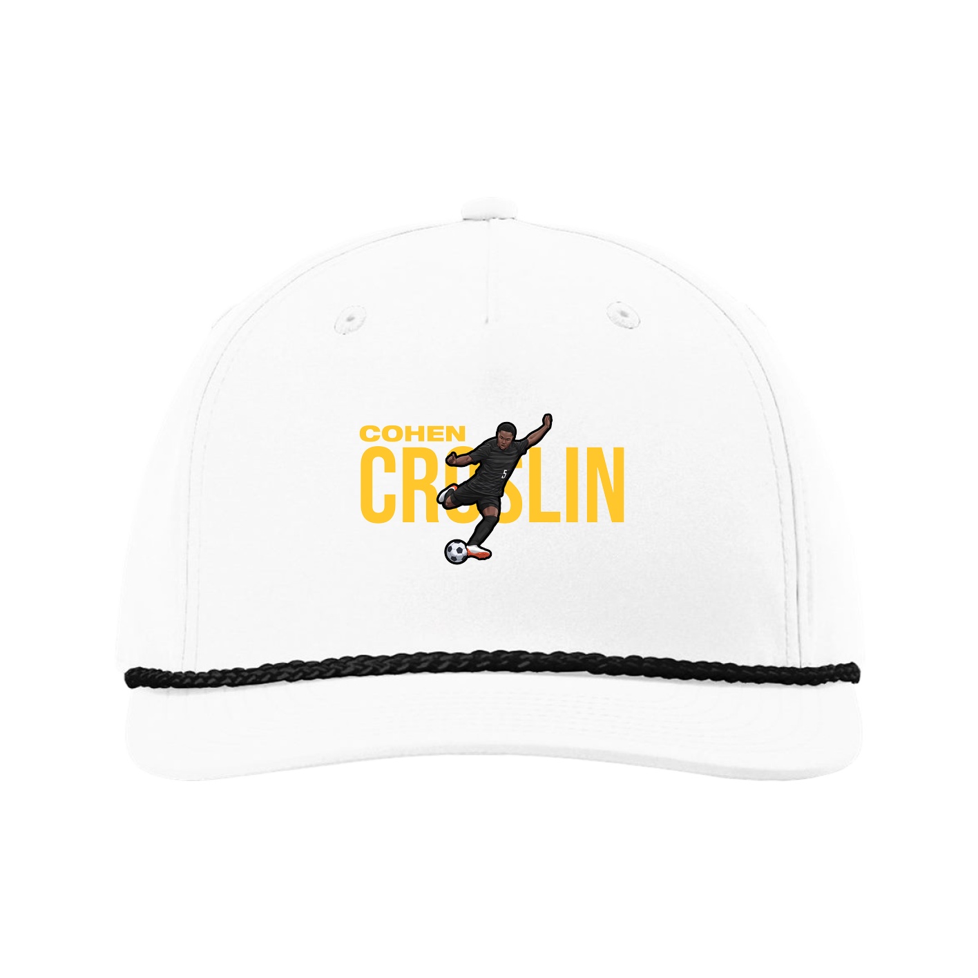 Five-Panel Classic Rope Cap — Player Name in White