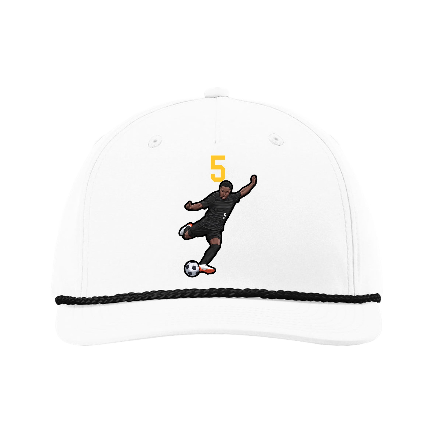Five-Panel Classic Rope Cap — Number Top in White