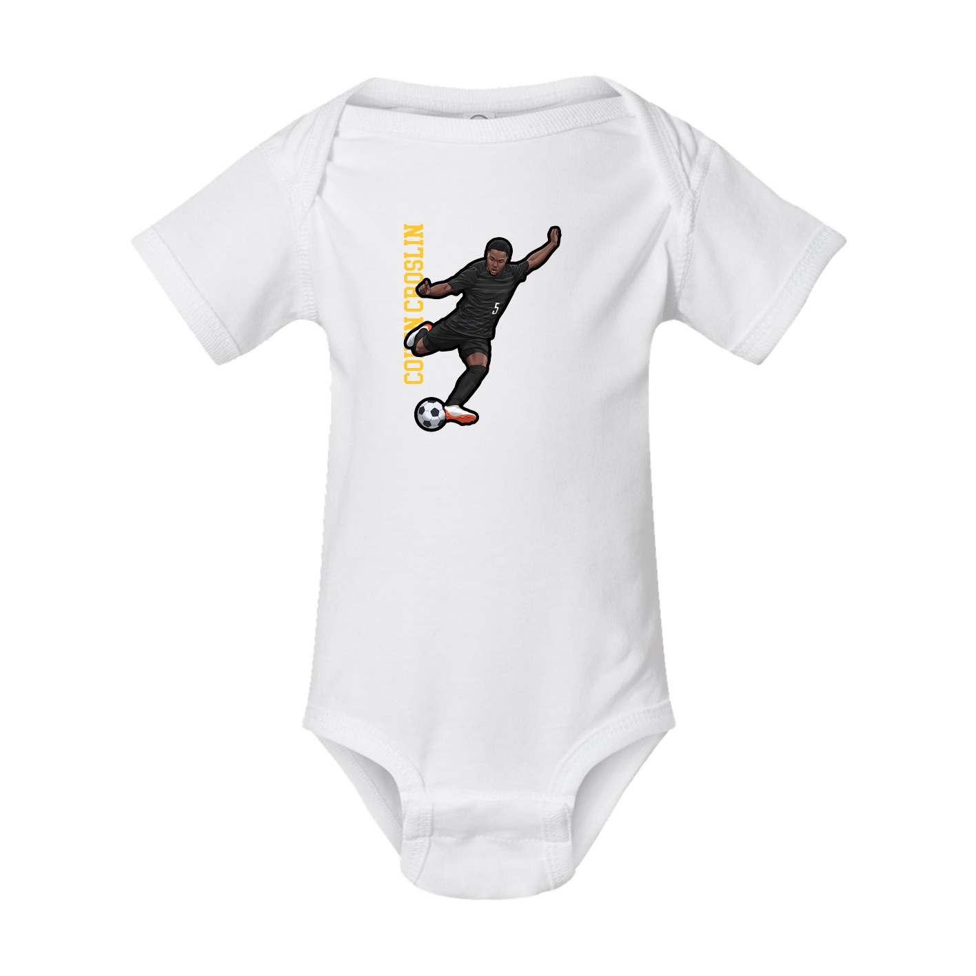 Baby Onesie — Name Vertical in White