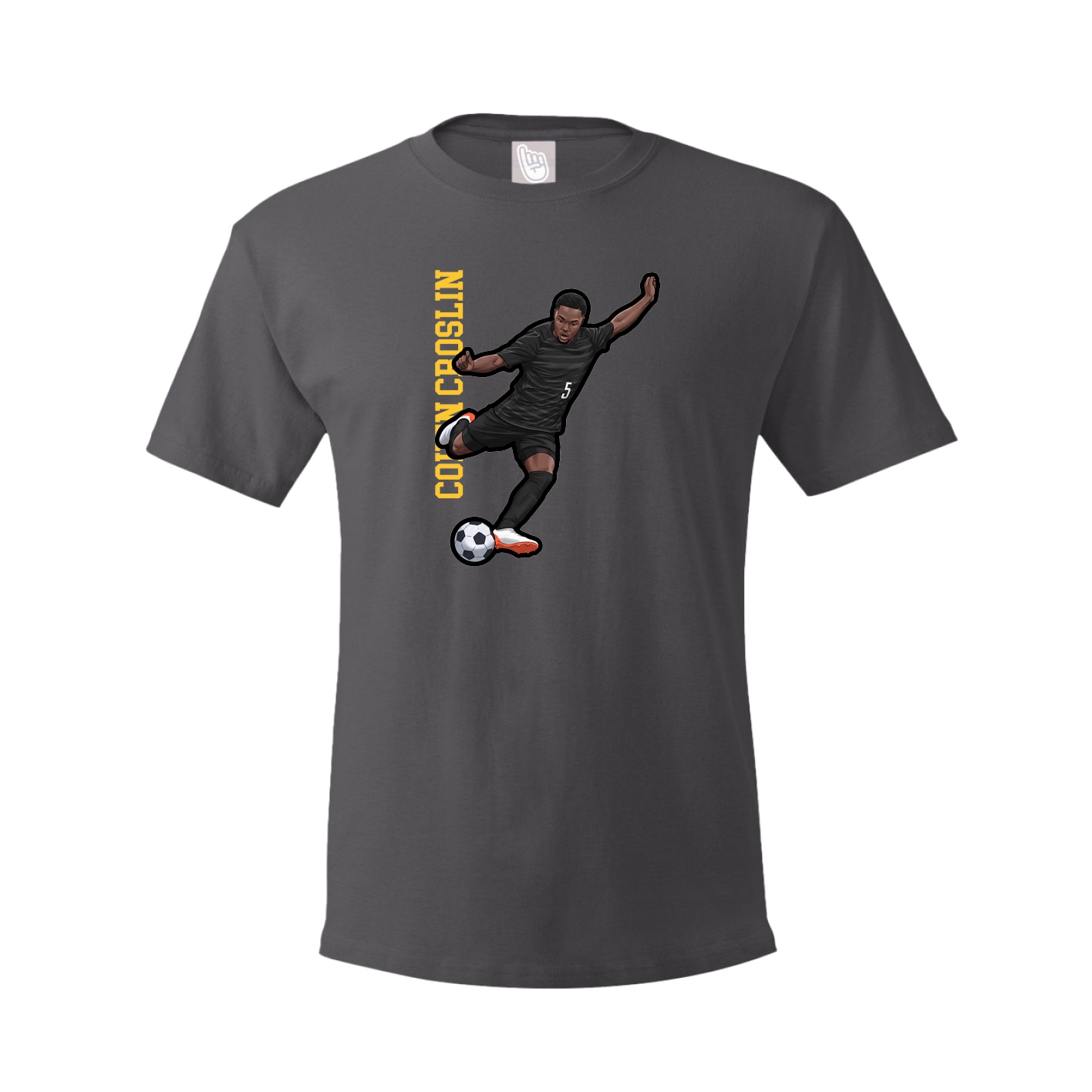 Tee — Name Vertical in Grey