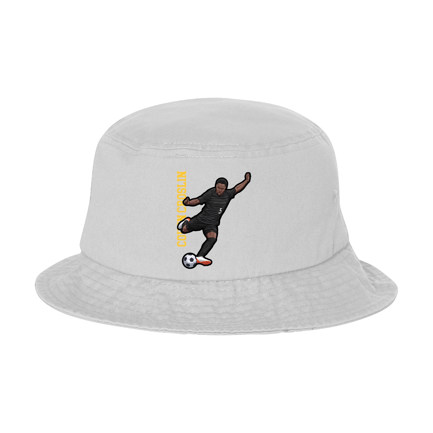 Bucket Cap — Name Vertical in White