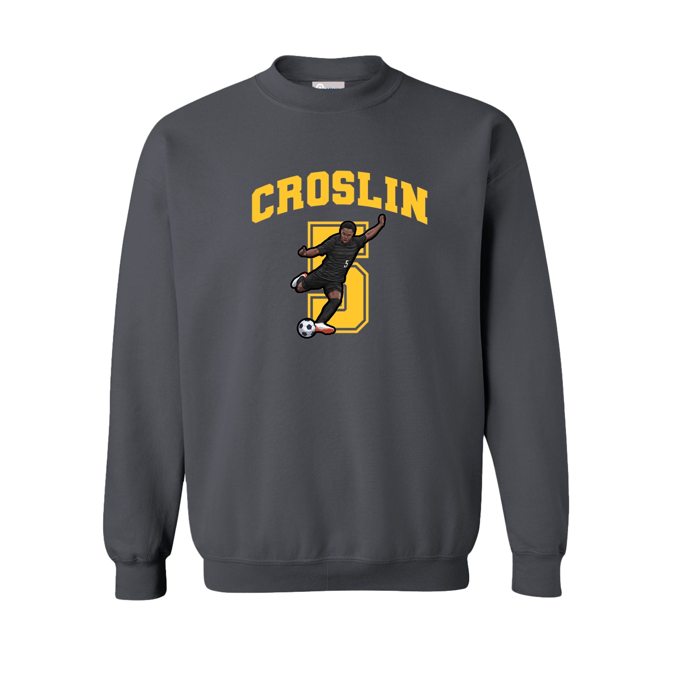 Fleece Crew — Number in Grey