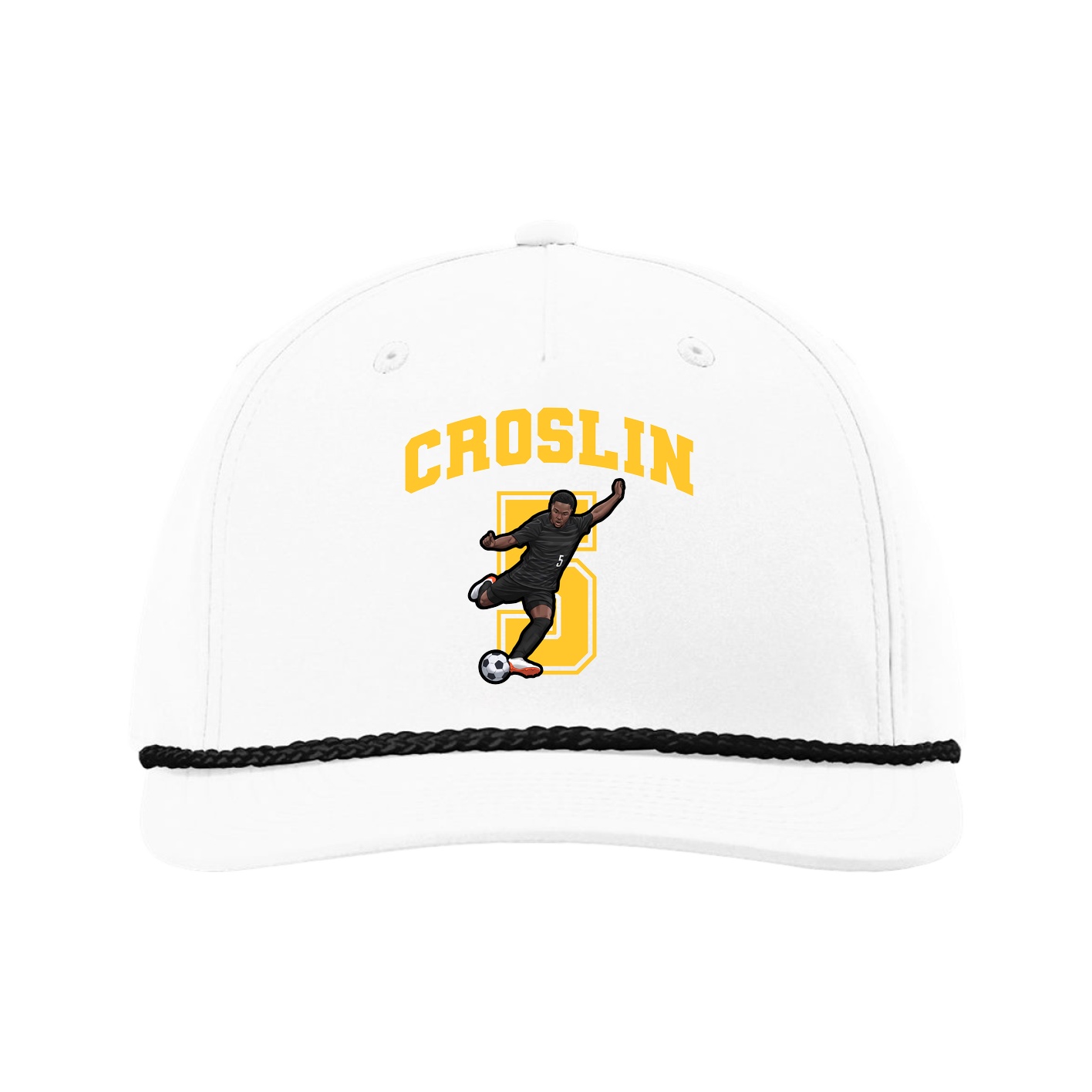 Five-Panel Classic Rope Cap — Number in White