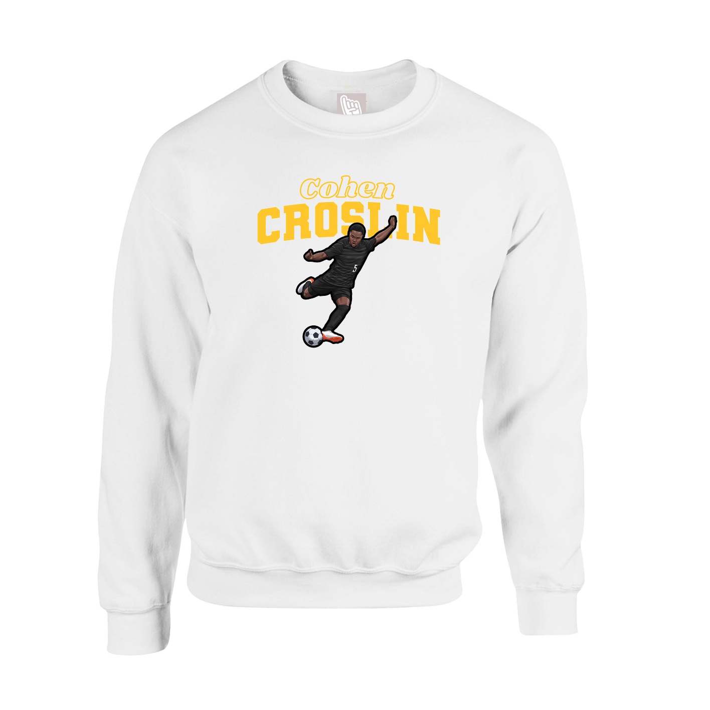 Fleece Crew — Name Arch in White