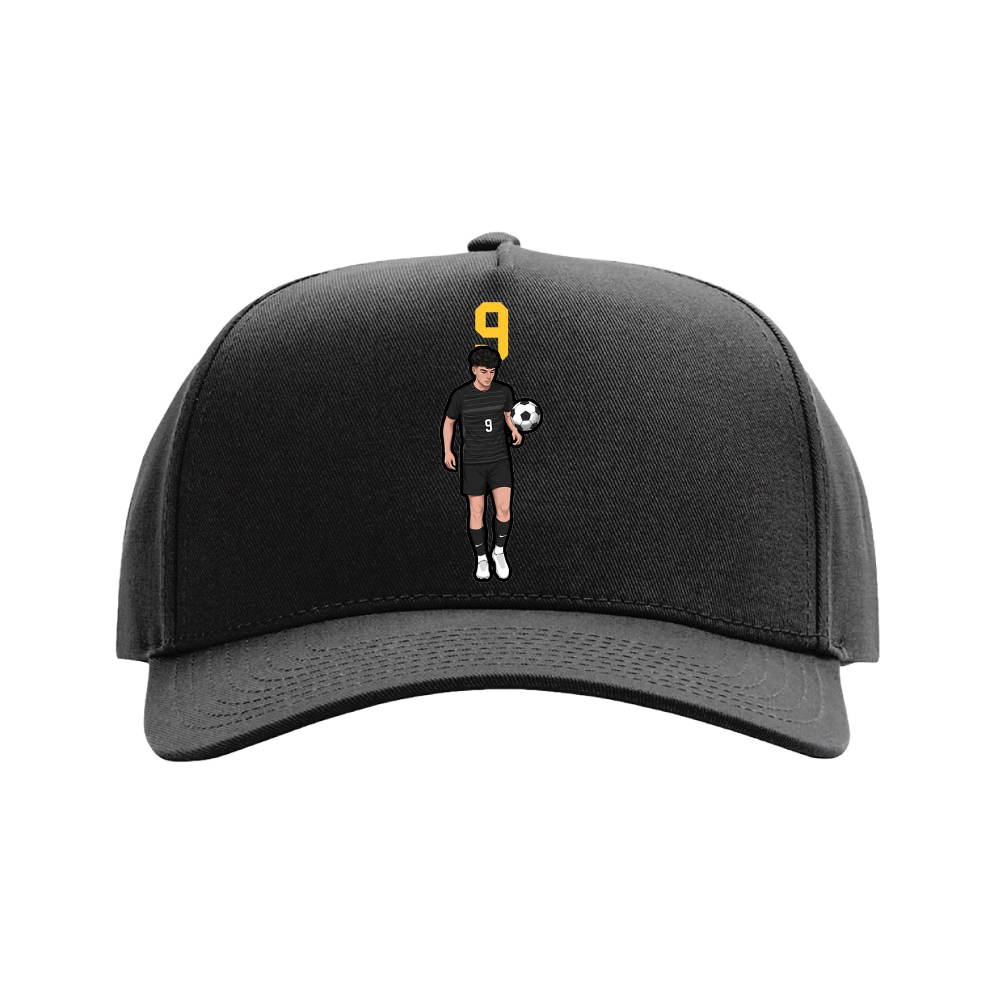 Full Fabric Five-Panel Champ Cap — Number Top in Black