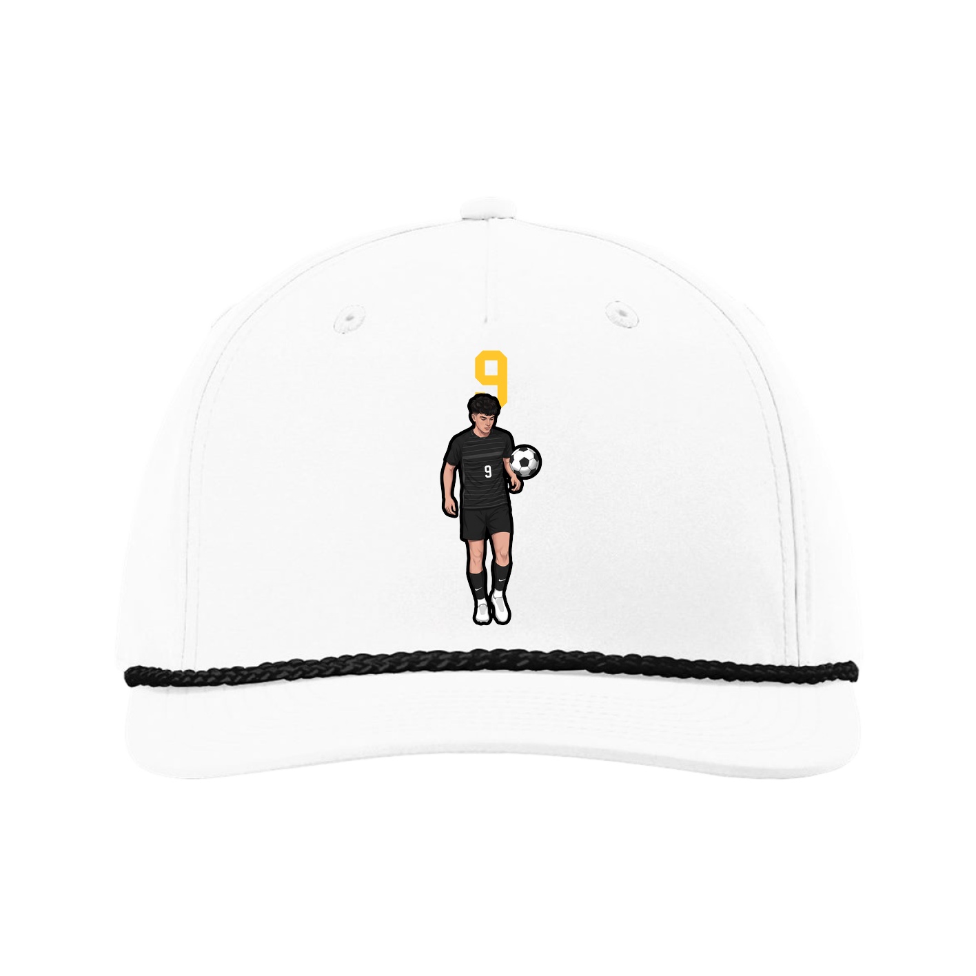 Five-Panel Classic Rope Cap — Number Top in White