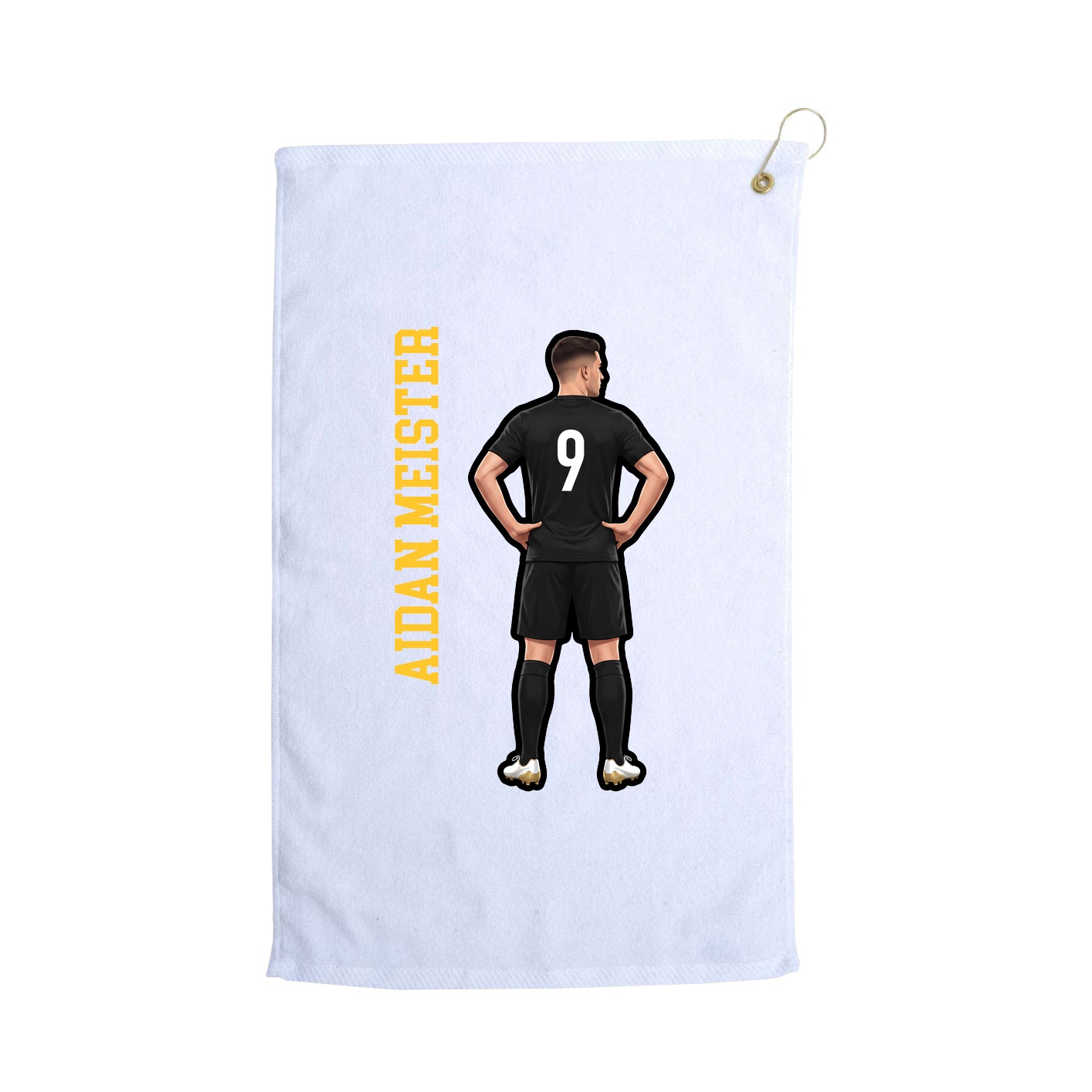 Golf Towel — Name Vertical in White