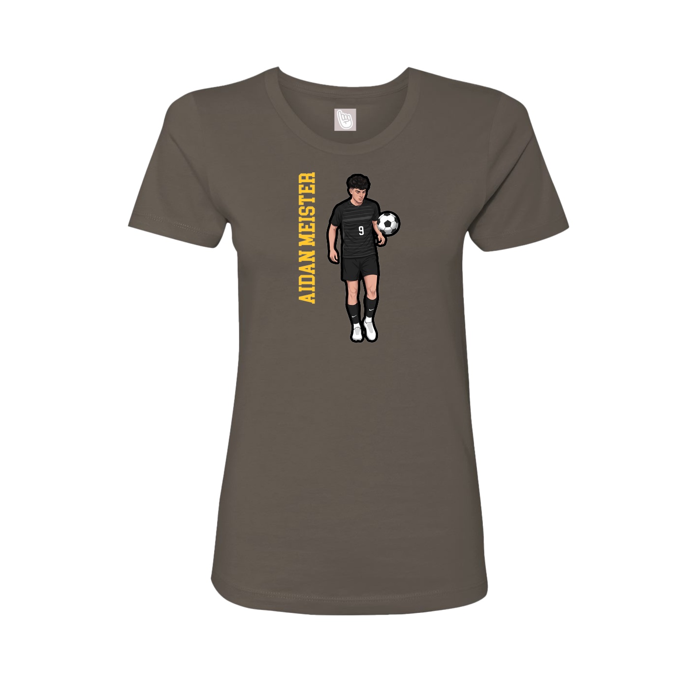 Fitted Women's Tee — Name Vertical in Grey