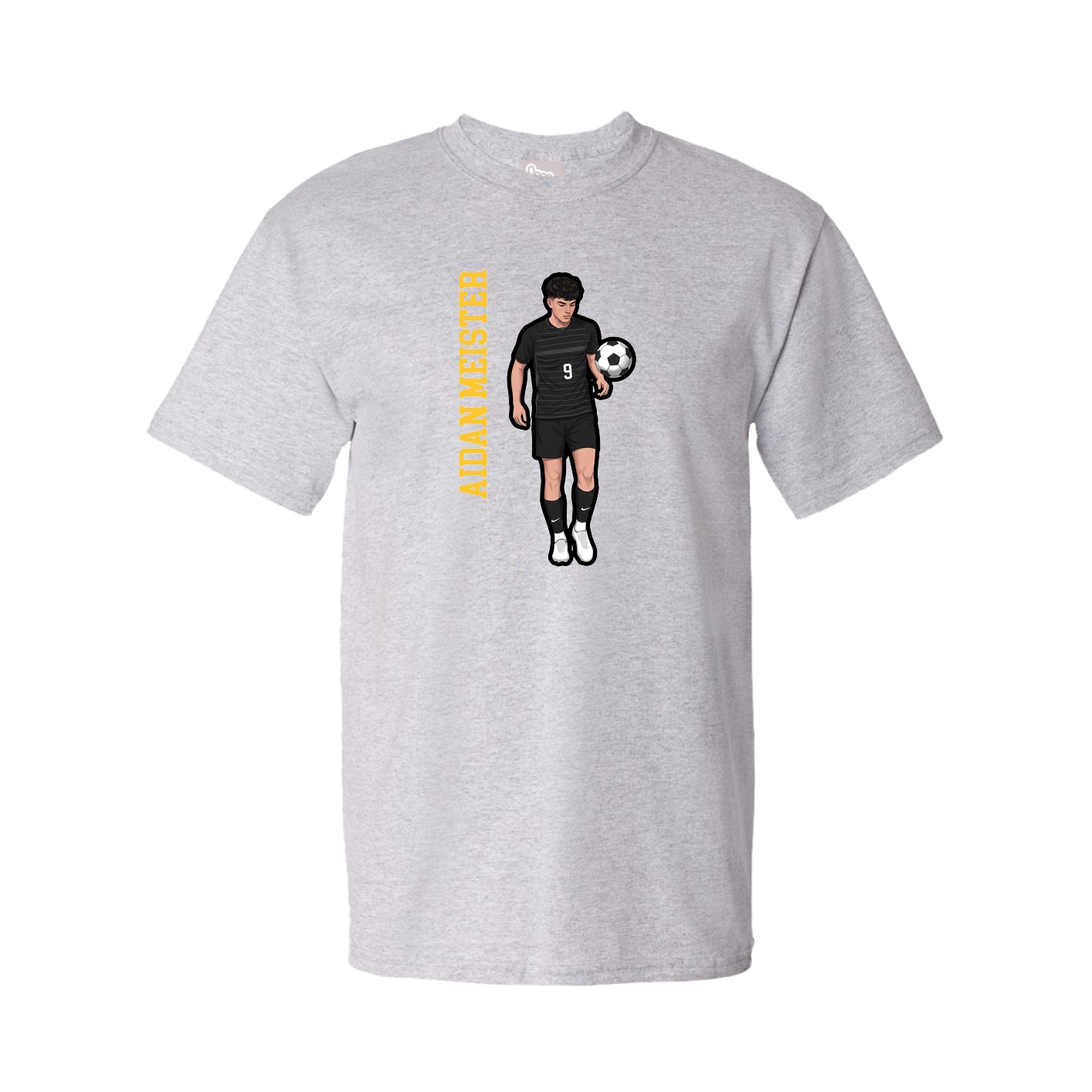 Youth Tee — Name Vertical in Grey