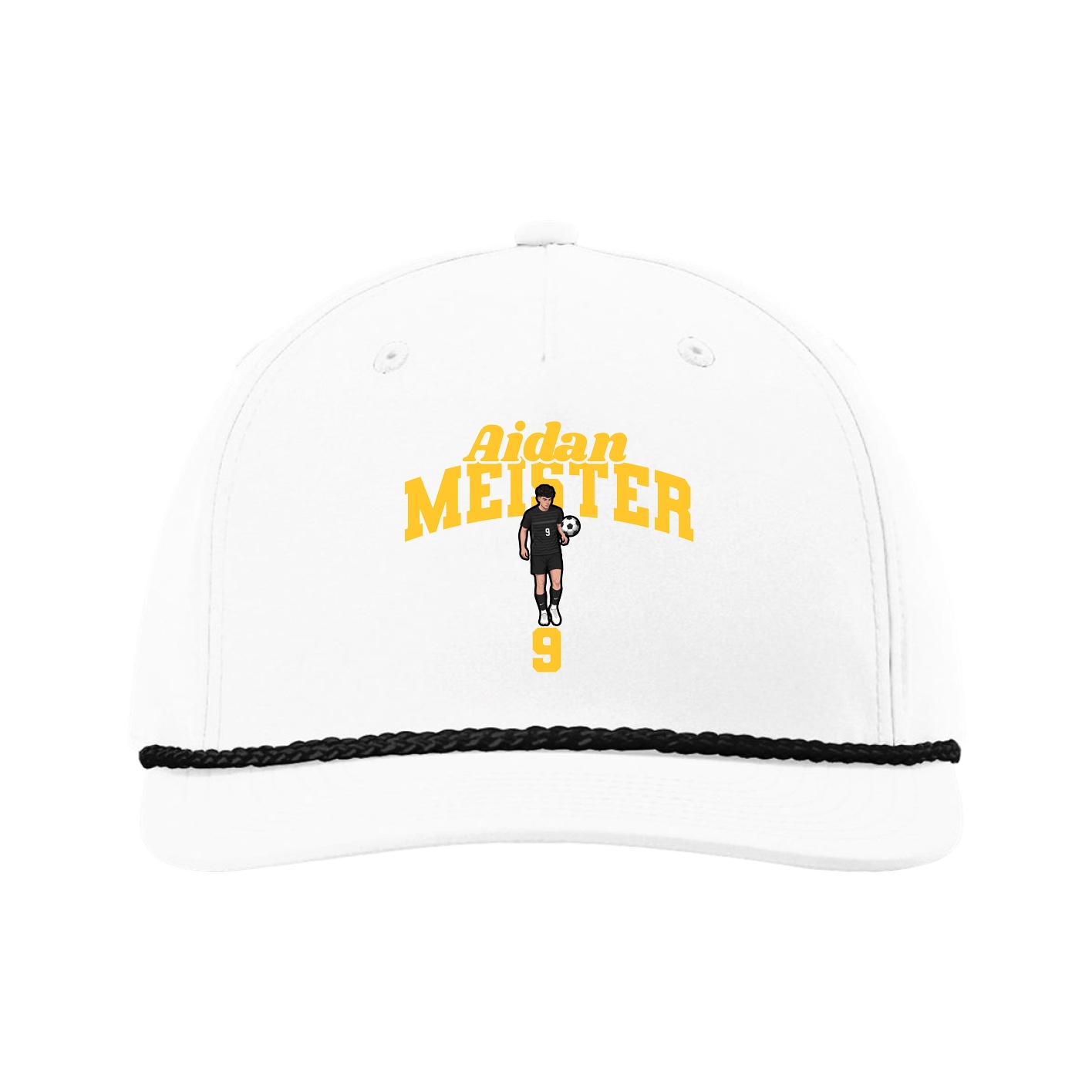 Five-Panel Classic Rope Cap — Signature Arch in White