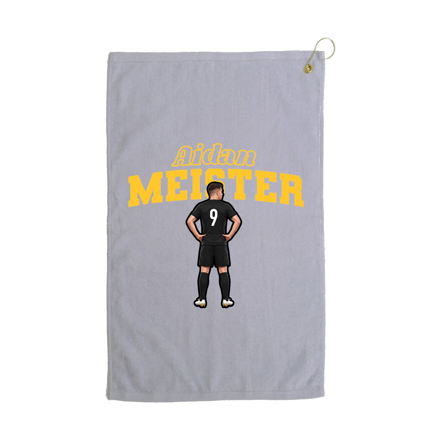 Golf Towel — Name Arch in Grey