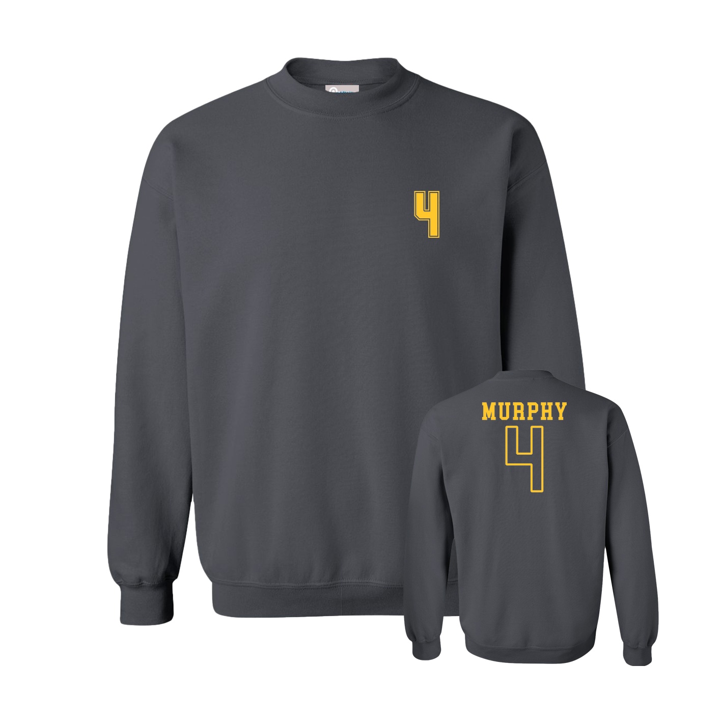 Fleece Crew — Chest Back in Grey