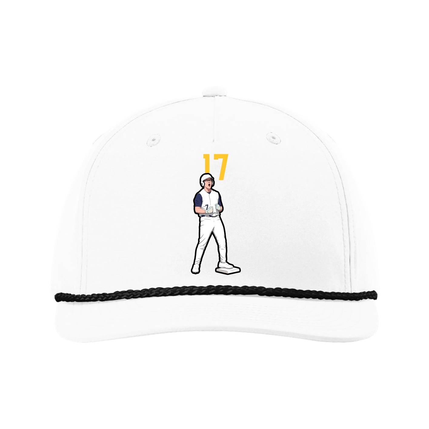Five-Panel Classic Rope Cap — Number Top in White