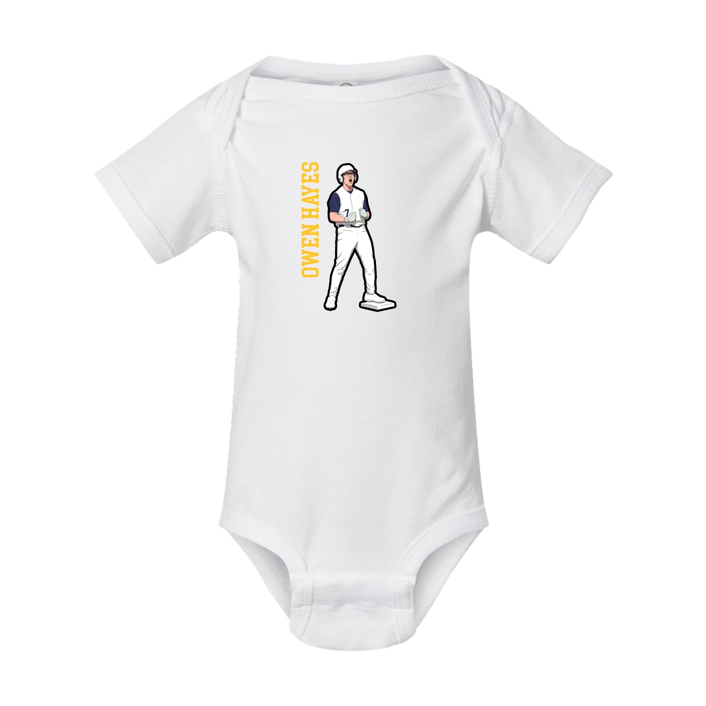 Baby Onesie — Name Vertical in White