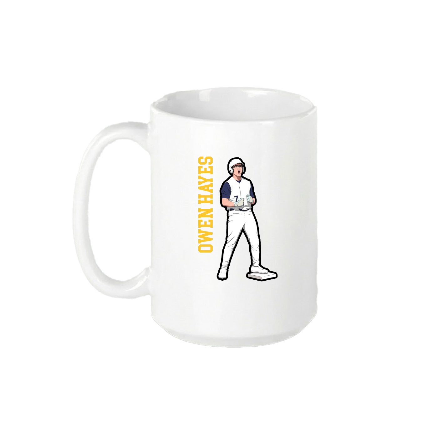 15oz Coffee Mug — Name Vertical in White