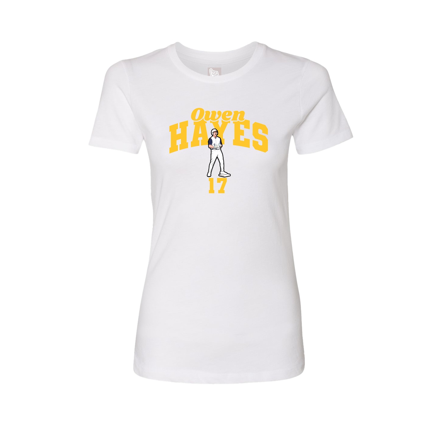 Fitted Women's Tee — Signature Arch in White